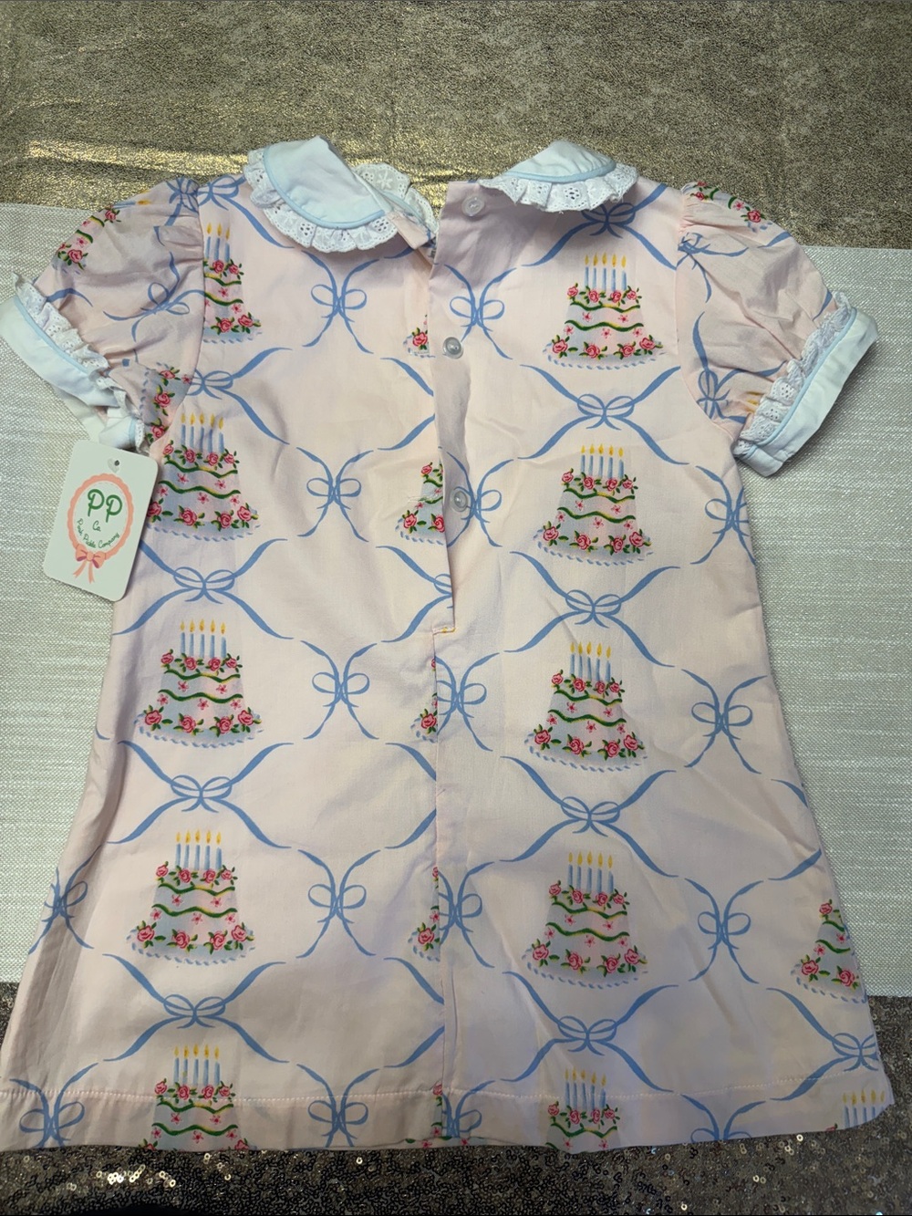Posh Pickle Company Pink Birthday Cake Print Kids Dress